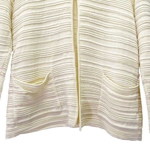 Vintage 80s Escada Cardigan Textured Shimmer Ecru Open Front Size 34 EU Small US - Picture 7 of 10